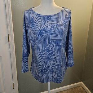 Vineyard Vines Sankaty Simple Boatneck Tee Blue Women's Top Size Medium M